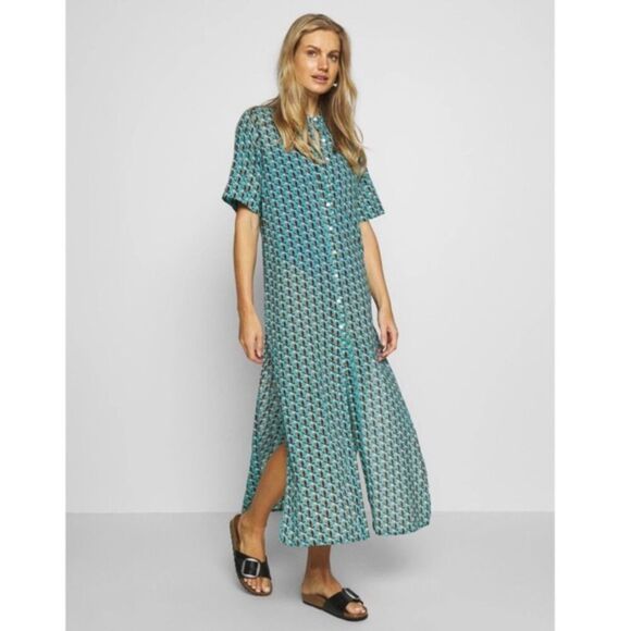 Diane Von Furstenberg Other - DIANE VON FURSTENBERG x Onia Blue Orange Cotton Maxi Swim Beach Cover Up Large